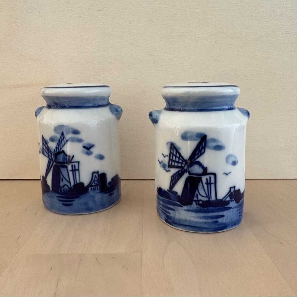 Delft Blue Ceramic Windmill Salt and Pepper Shakers